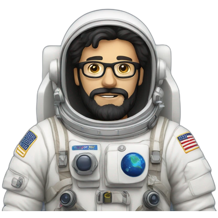caucasian astronaut with black beard and white glasses emoji