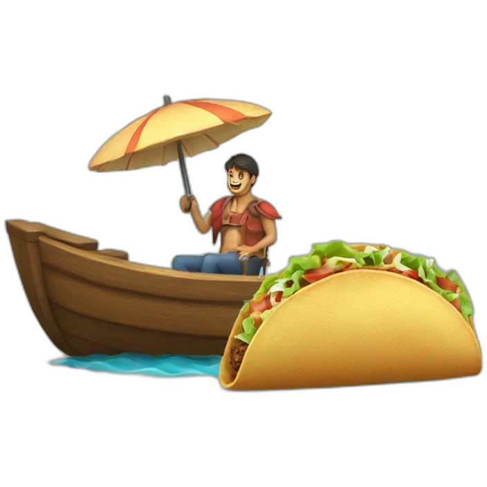 cangrejo y un taco abordando un barco emoji