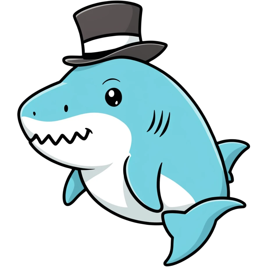 Shark with a top hat emoji