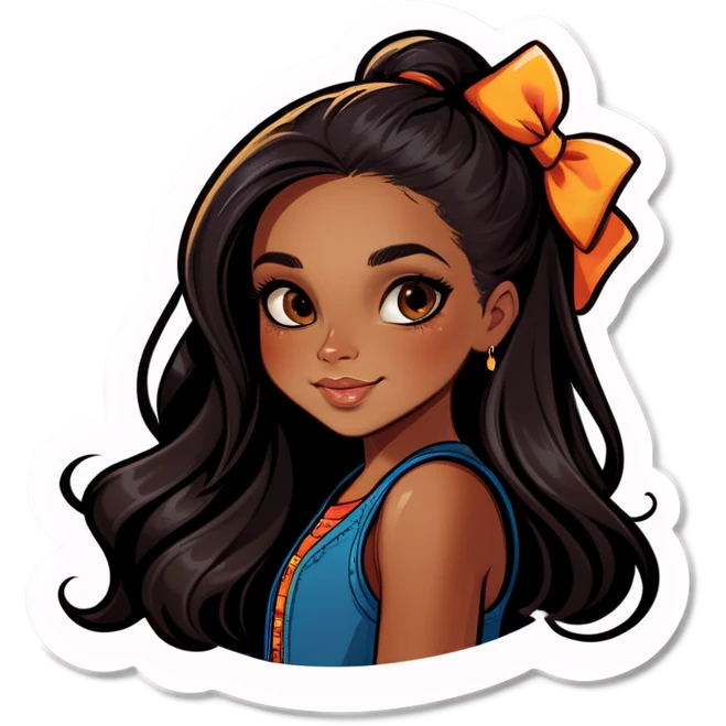 Pretty brown girl with long black hair  emoji