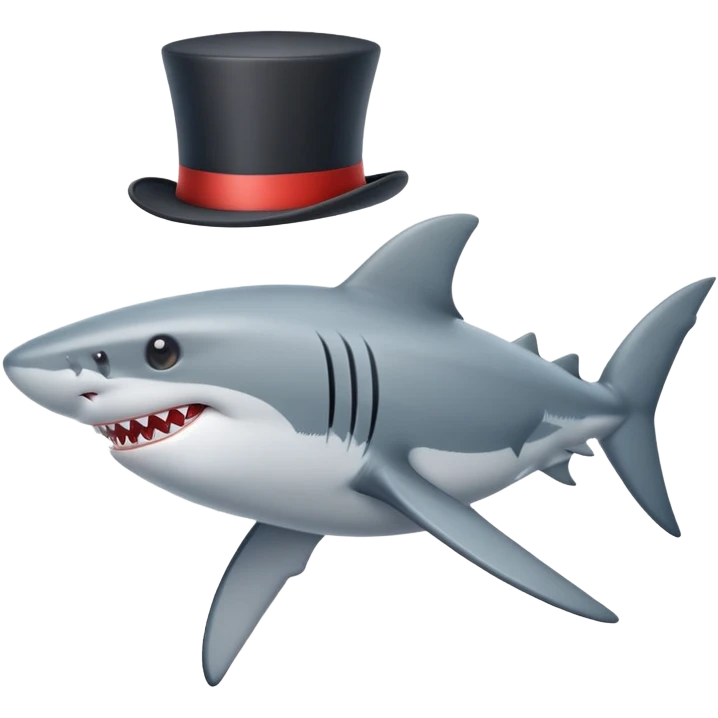 Shark with a top hat emoji