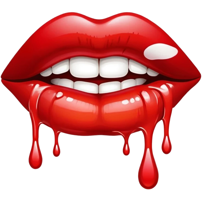 White paint dripping from red ombre glossy lips emoji