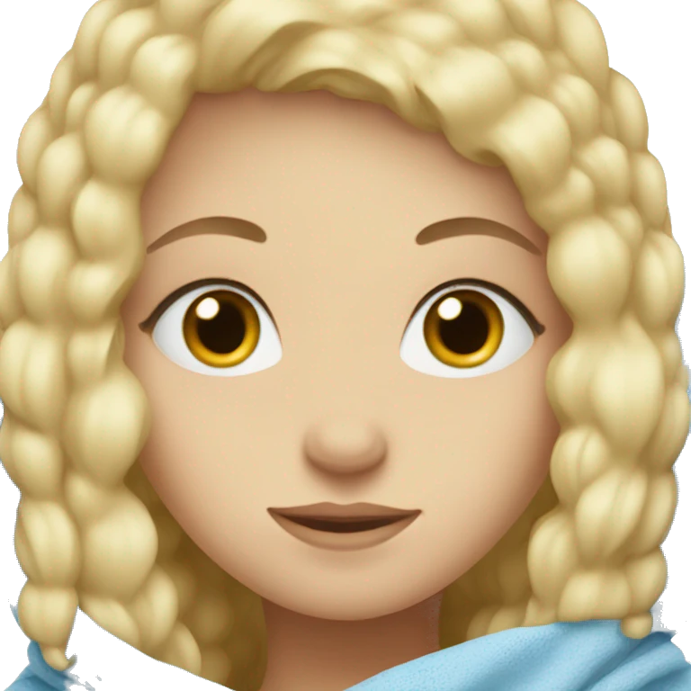 A blonde girl with blue eyes in a blanket  emoji