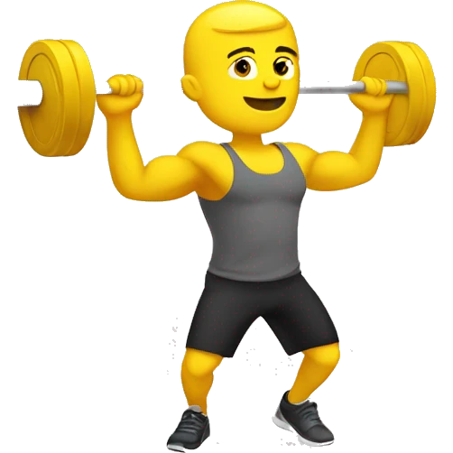 yellow guy workout shoulder press emoji
