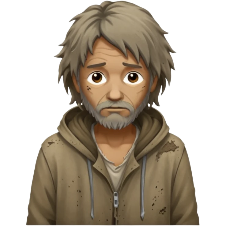 very dirty looking homeless person very very dirty emoji