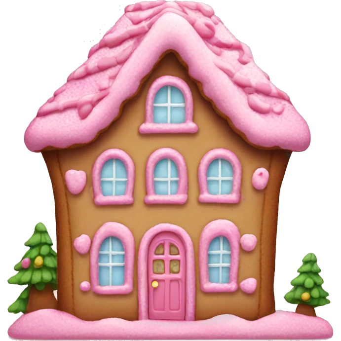 Pink ginger bread house cute emoji