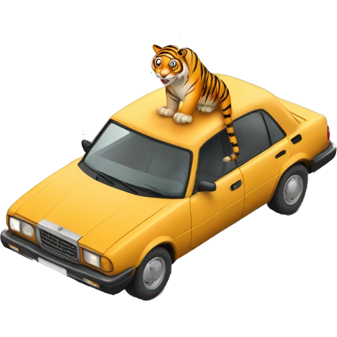 a tiger parking a car saying "NN" emoji