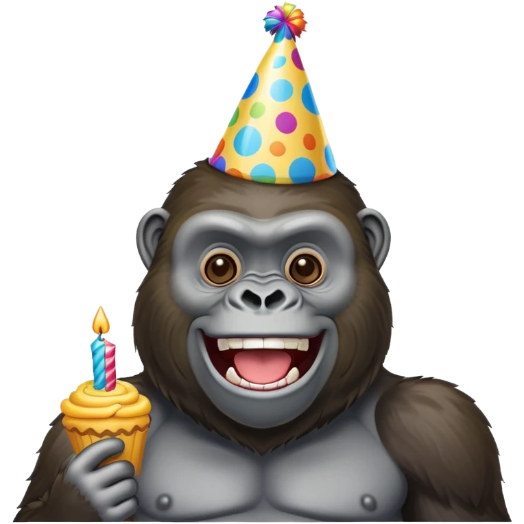 gorilla celebrating birthday emoji