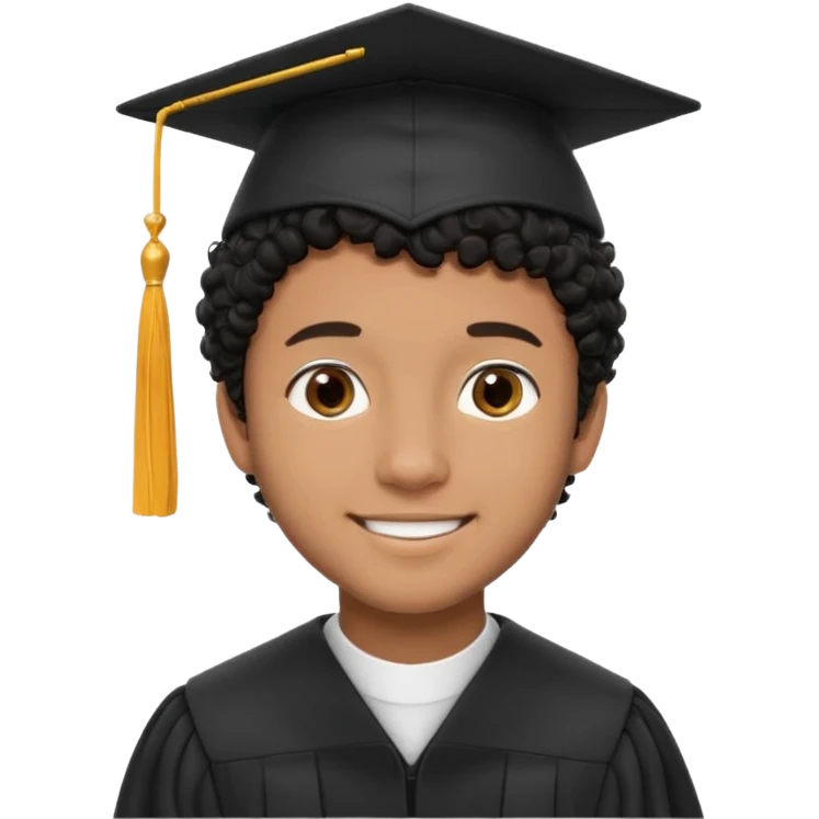 Graduated Students, Male, brown skin, black curly hair, proudly, short hair, wearing graduation cap emoji