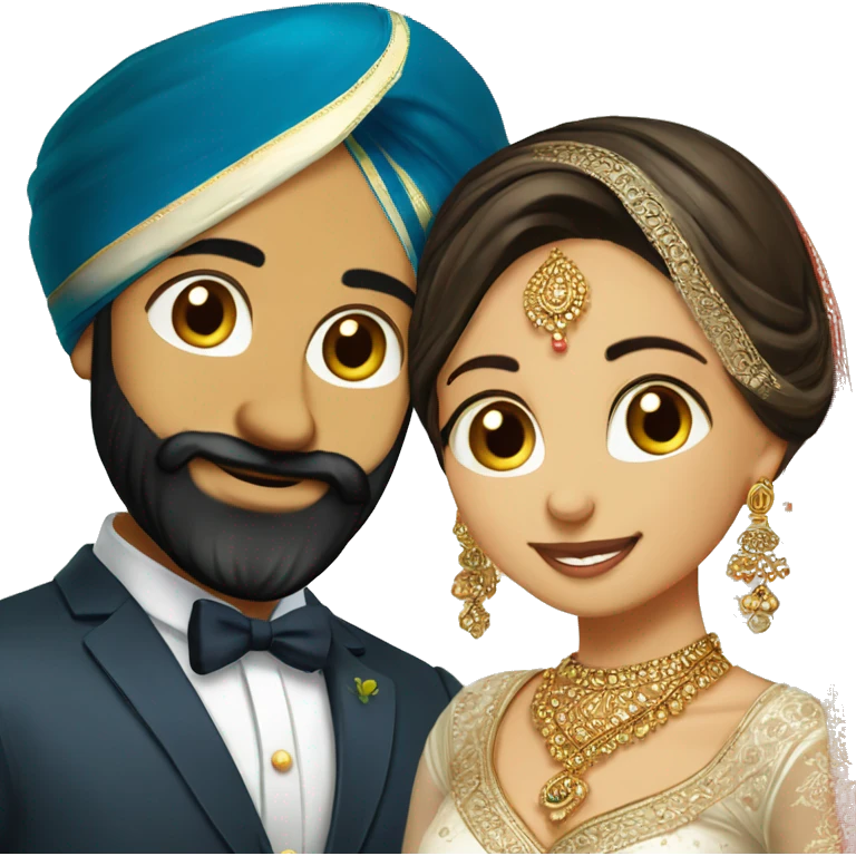 Sikh bride and groom full potrait with groom having nice full beard well maintained emoticon emoji