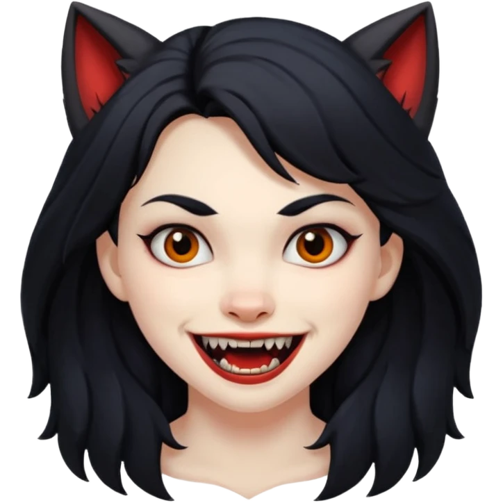 Werewolf black hair girl with a smile emoji