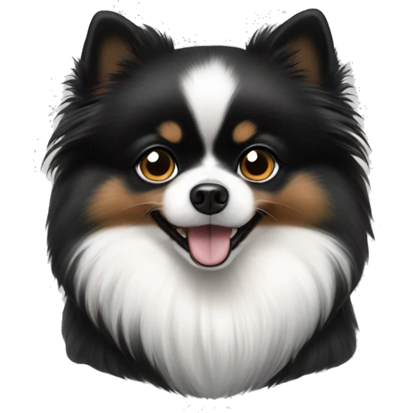 Black and white Pomeranian spits emoji
