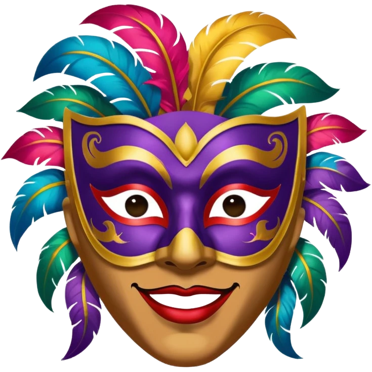 A man with a painted carnival mask, vibrant colors and confident expression. emoji