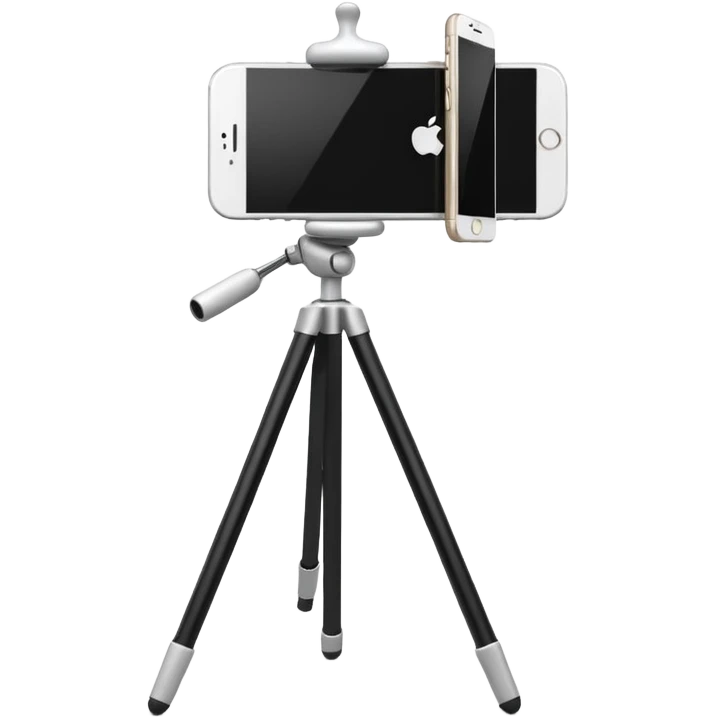 3D Apple-style emoji of a white tripod holding  emoji