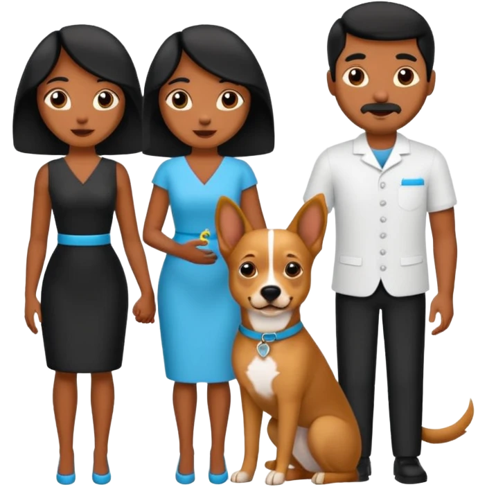 Pareja de novios, pelo negro ambos, y con dos perritos pincher en brazos emoji