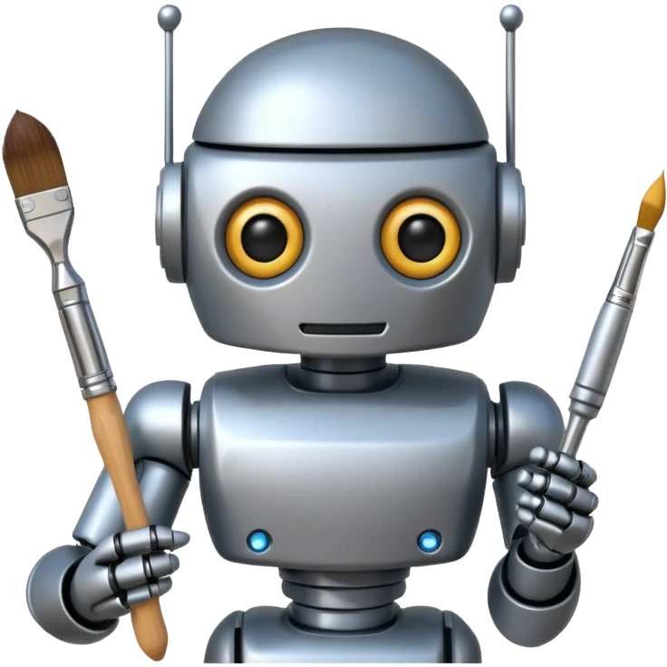 robot holding a paintbrush emoji