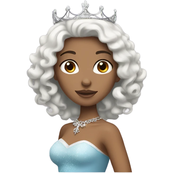 White gurl with curly black hair wearing a princess crown emoji