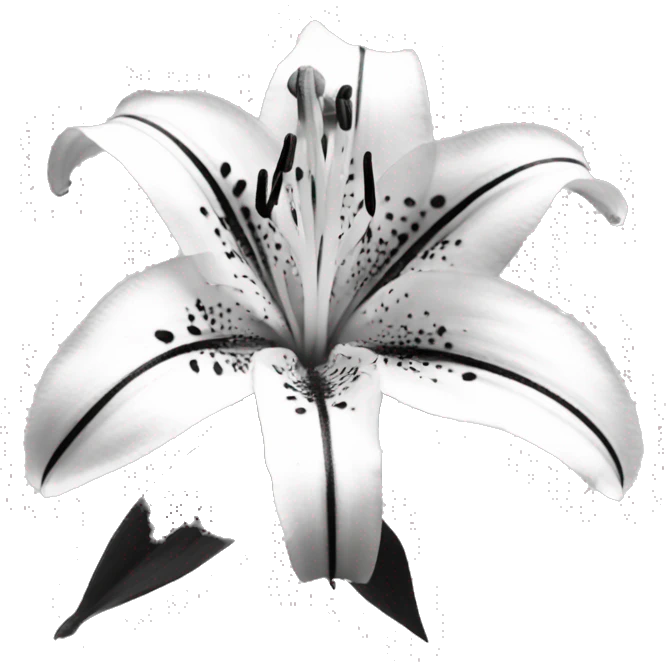 Stargazer lily in black and white emoji