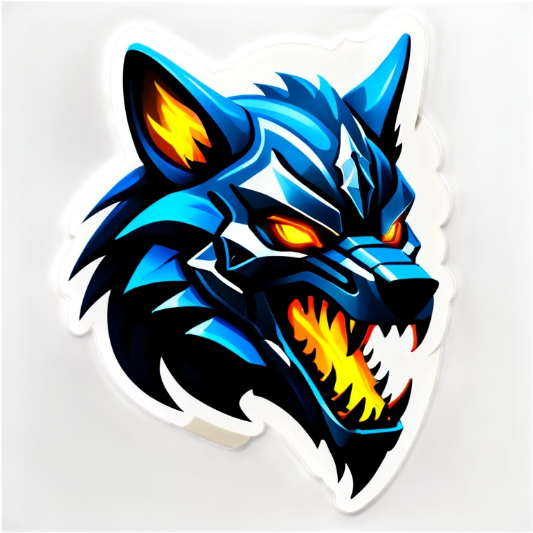 Warframe-inspired wolf Warframe with sleek biomechanical armor, a snarling wolf-like helmet, glowing eyes, and clawed gauntlets. Dark metallic colors with glowing energy lines, blending feral agility and deadly stealth.

 emoji