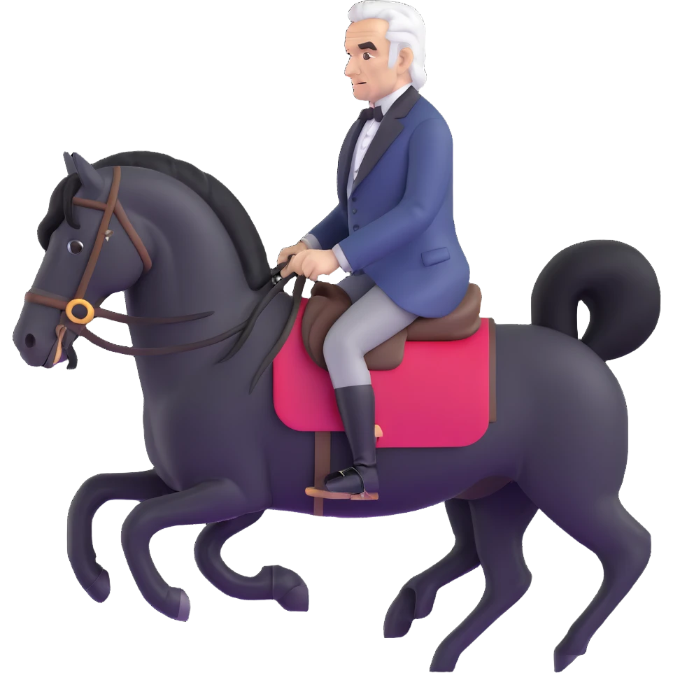President Polk's face on a black horse emoji