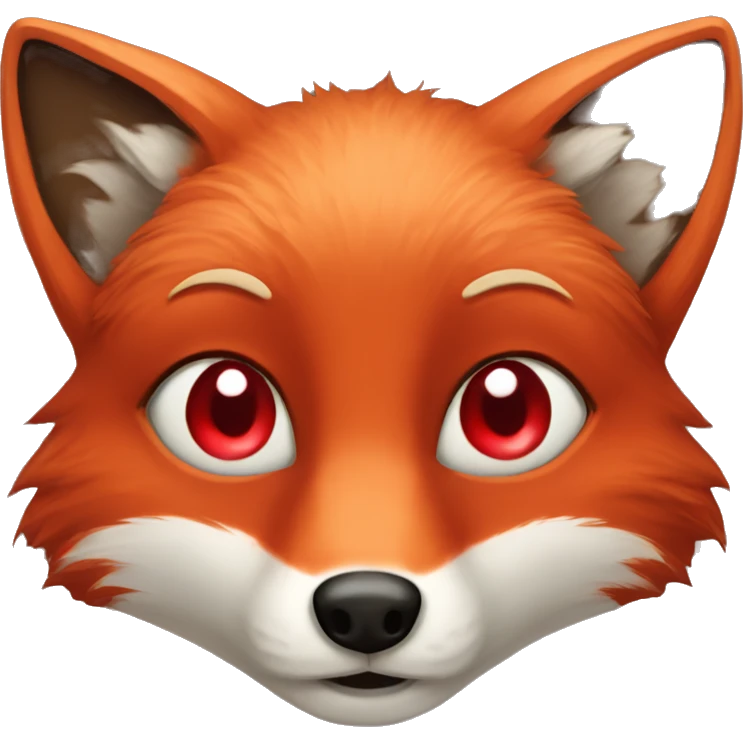 deep lush red fox face with tiny red heart instead of eyes emoji