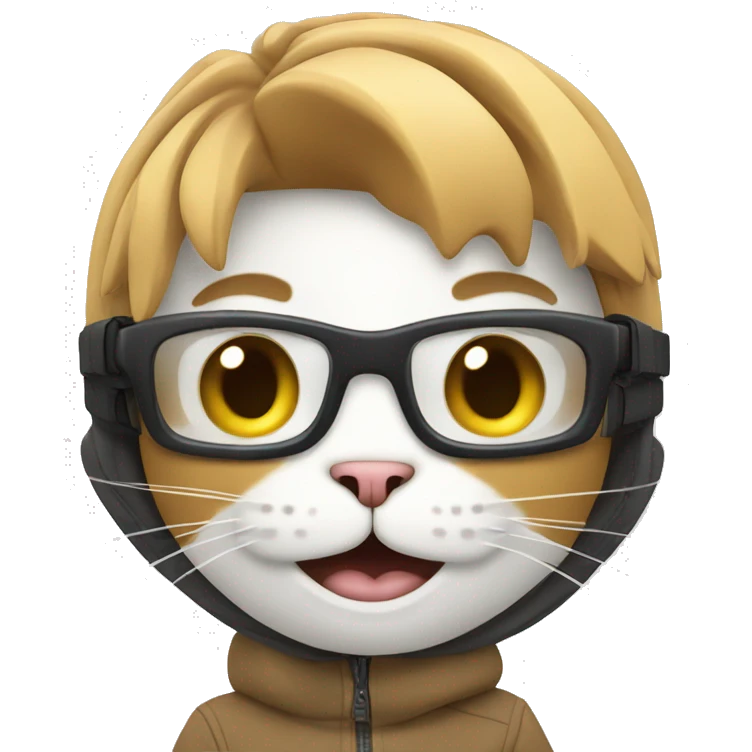 Silly cat skiing emoji