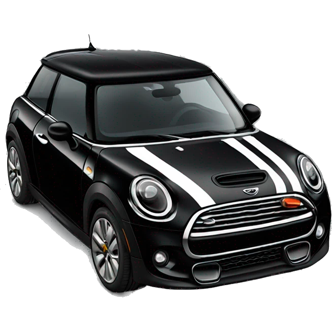 All black mini cooper se with stripes emoji