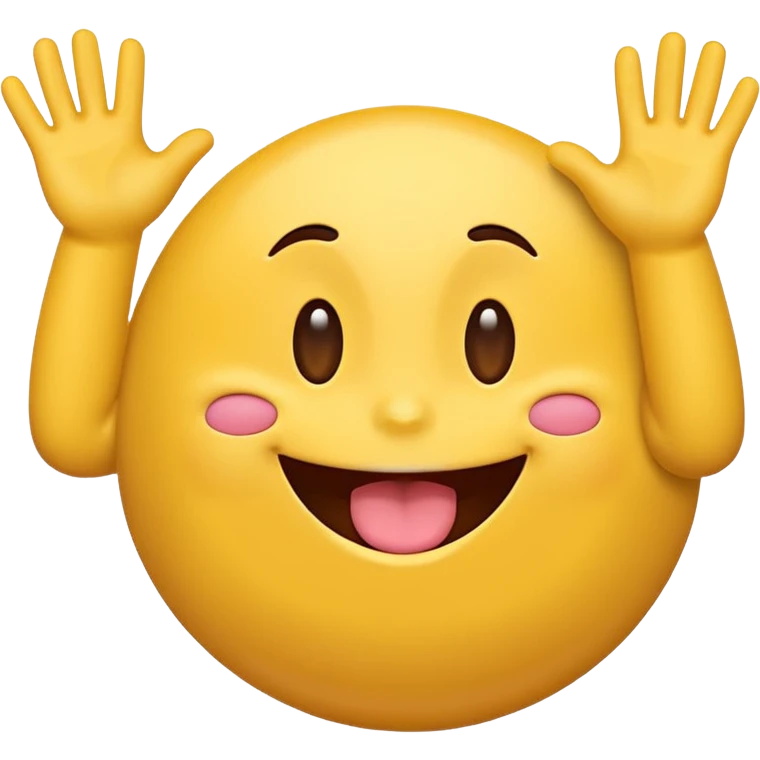 A smiling emoji with its tongue out hands out on the side emoji