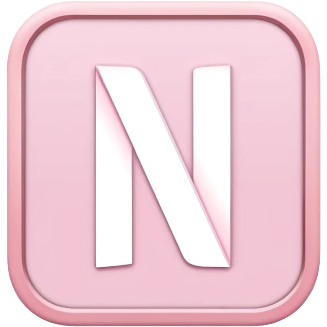 Netflix aesthetic "N" logo in pastel pink with white glowing outline emoji