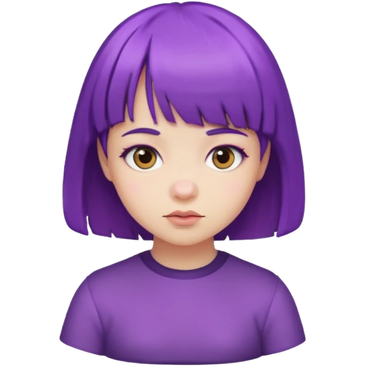 person with purple hair and with baby bangs  emoji