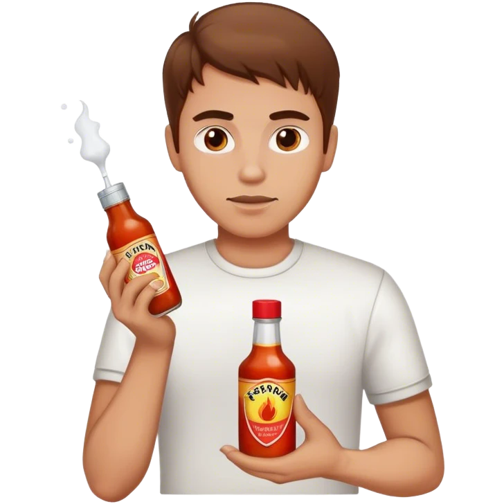 brown hair guy holding hot sauce and salt emoji