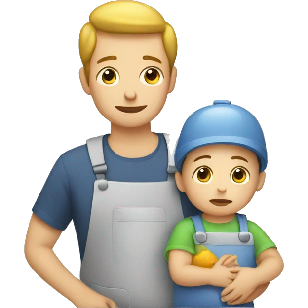 tired man with baby doing chores emoji