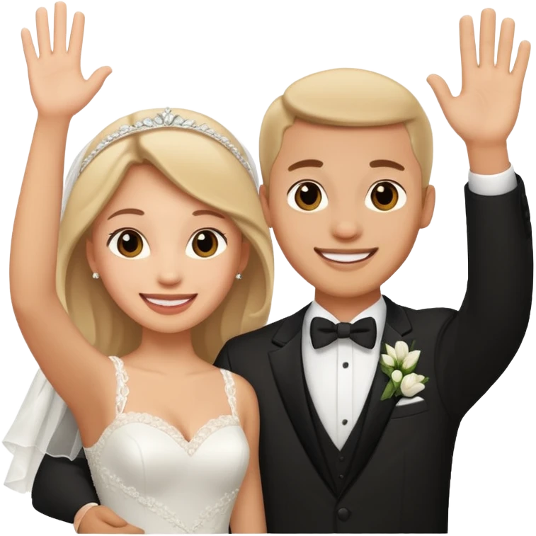 newlywed couple waving emoji