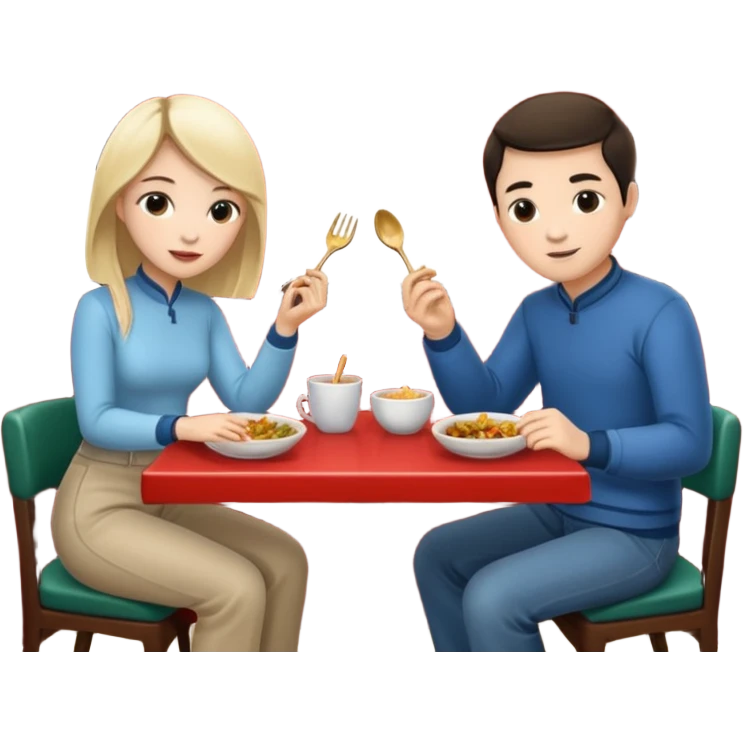 ligth couple having dinner at a Chinese restaurant emoji