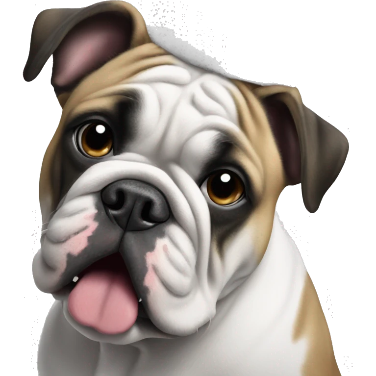 Black and white bulldog dressed for Christmas emoji