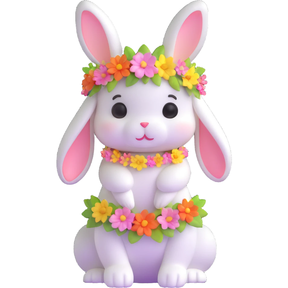 adorable bunny wearing a dress and floral crown emoji
