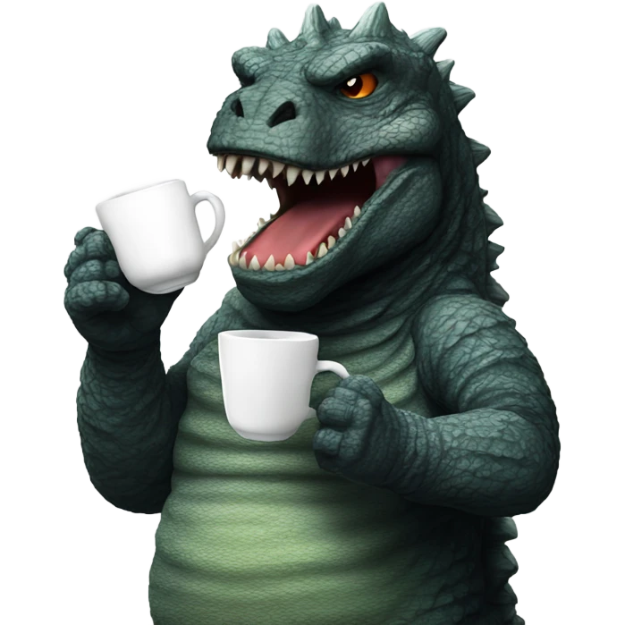 Godzilla drinking tea emoji