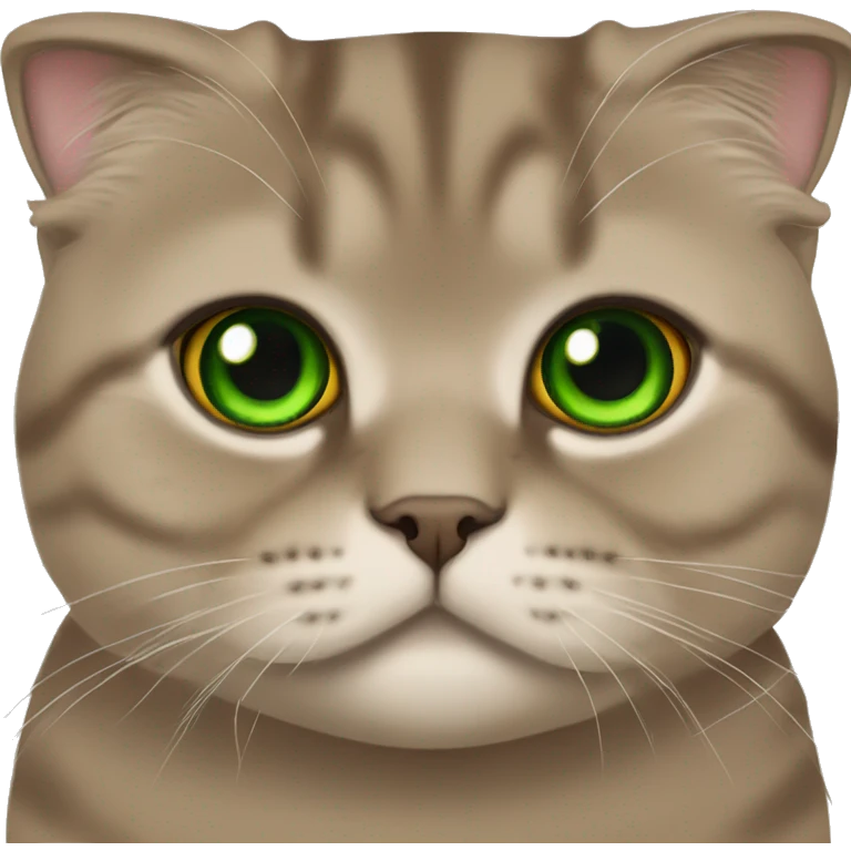 Brown scottish fold with green eyes  emoji