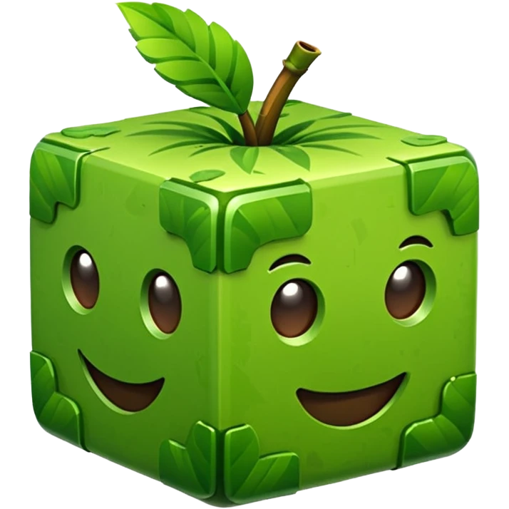 3D Apple style emoticons for Minecraft grass blocks, cube shaped with grass on top emoji