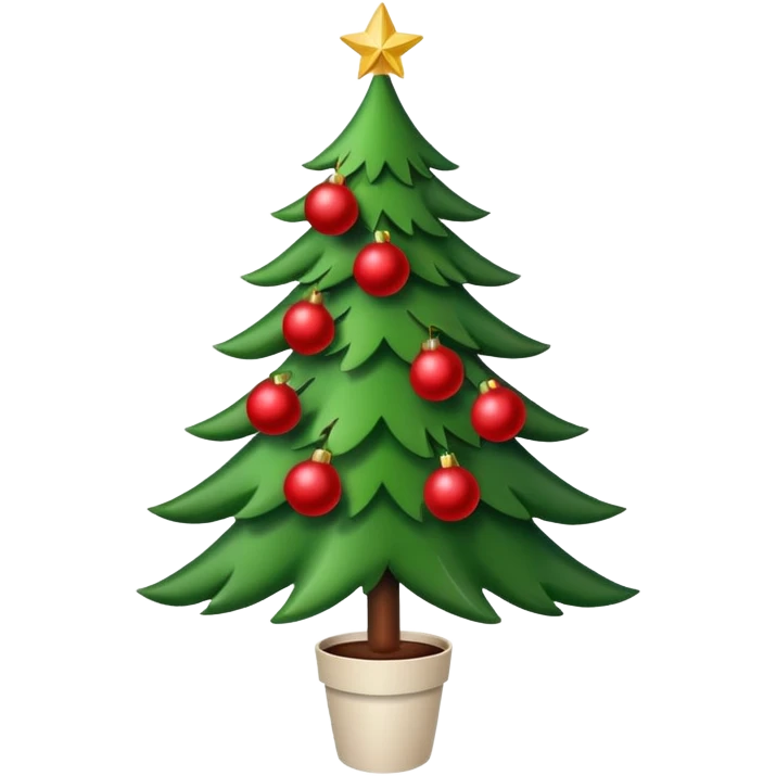 christmas tree with red balls and just the coffe stem down emoji