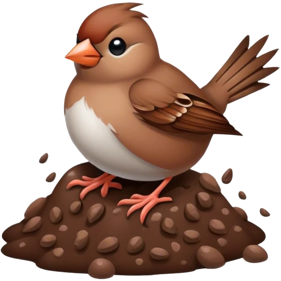 sparrow on the poop emoji