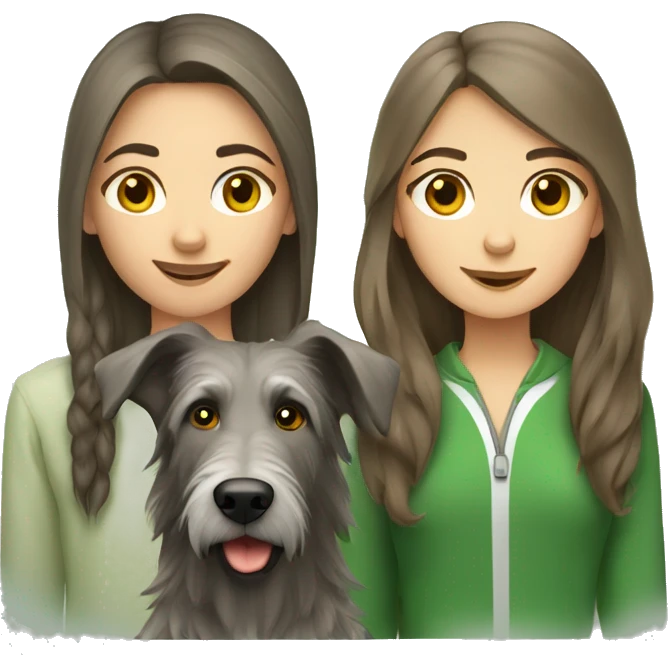 brown hair girl and Irish wolfhound dog  emoji