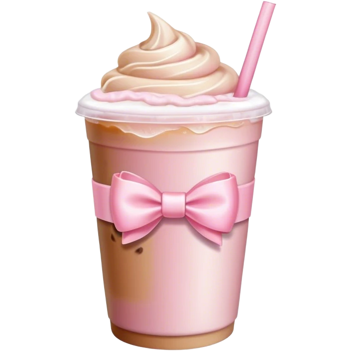 light pink bow on light pink bow on a ice coffe emoji