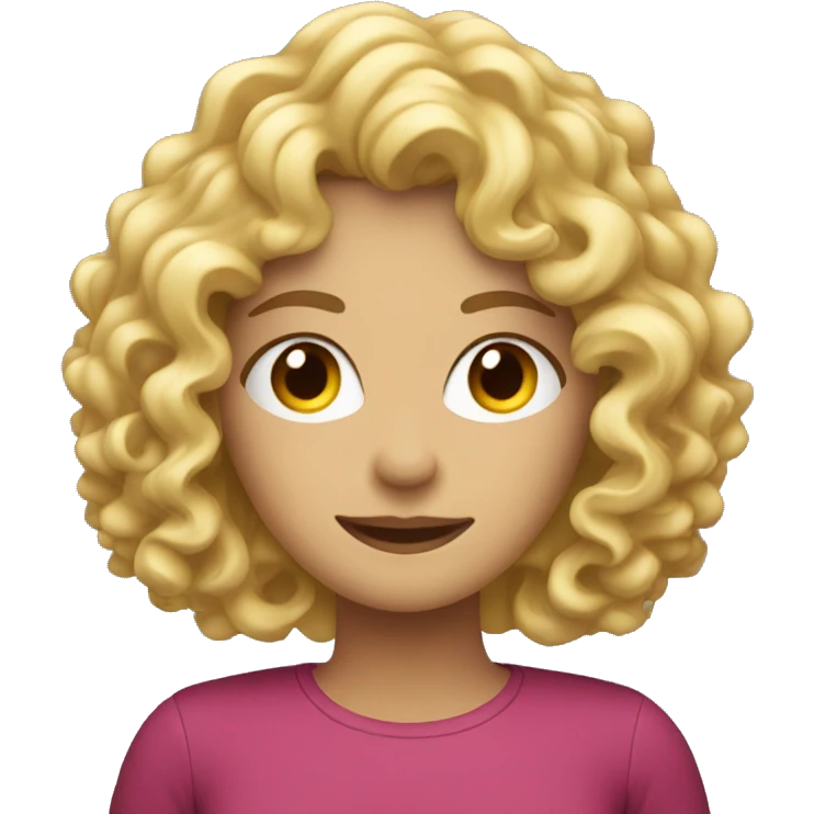 curly blonde female behind a computer emoji