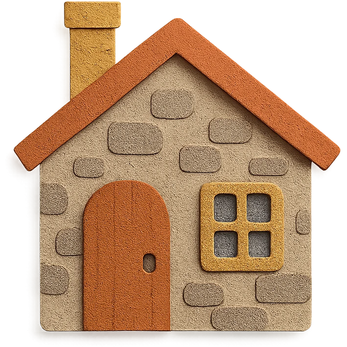 stone house, paper craft style emoji