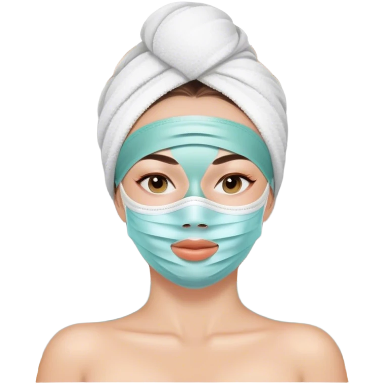 Lady with face mask spa beauty full face relaxing emoji
