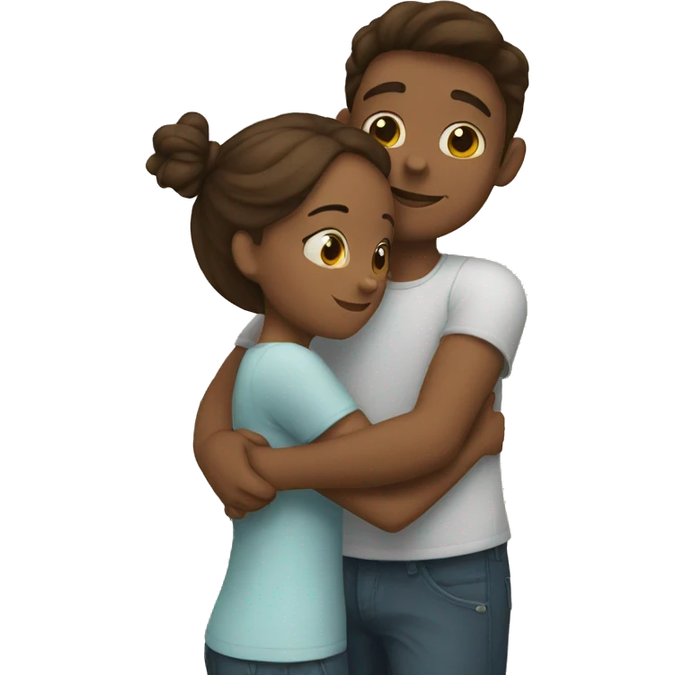 Girl hugging tall boy  emoji