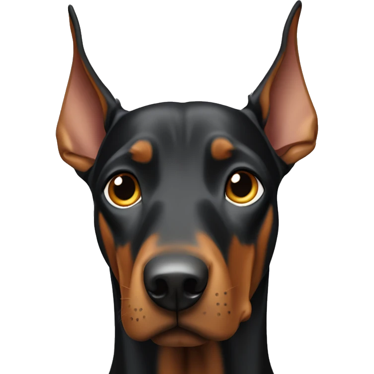 Doberman with white chest one ear slightly bent emoji