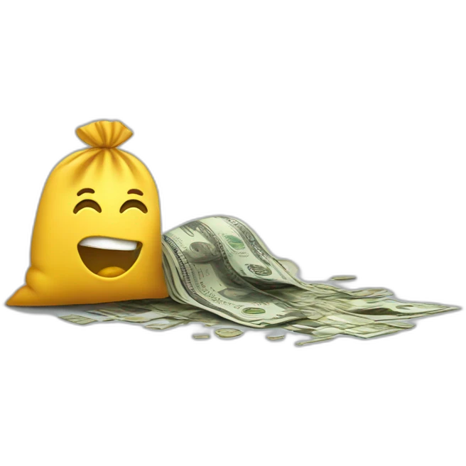  money spilling on floor from a bag emoji