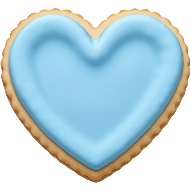 Realistic shortbread cookie in the shape of a heart with pastel blue emoji